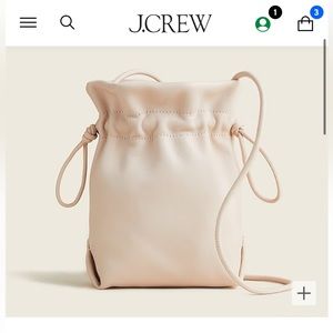 Jcrew Lisbon leather crossbody drawstring purse in bone $118